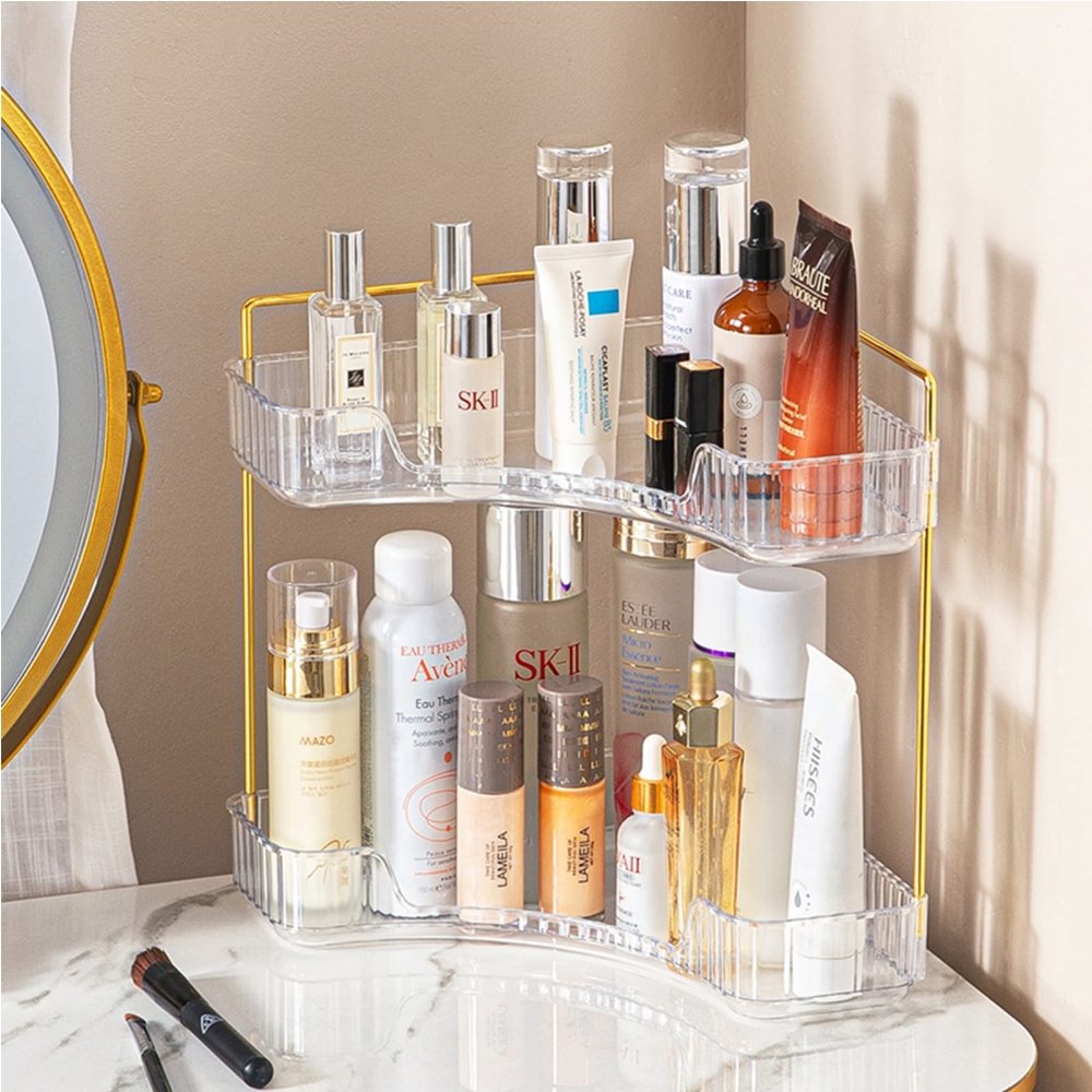 3-Tier Countertop Perfume Tray and Vanity Organizer Corner Storage Organizers for Bathroom