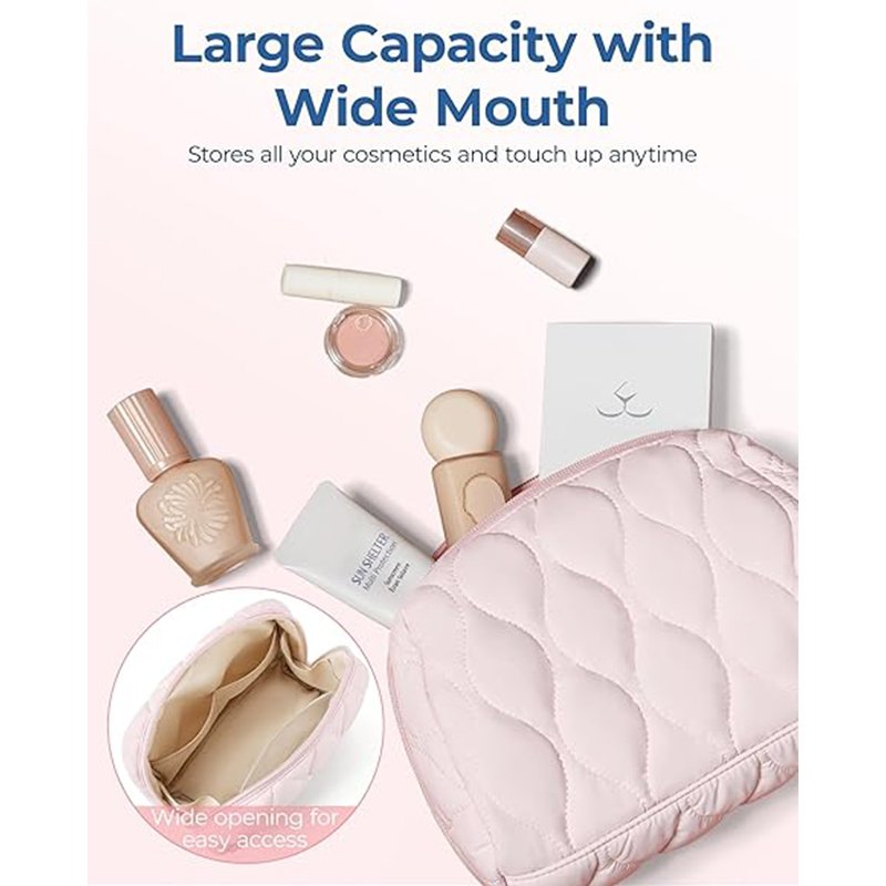 Travel Makeup Bag Fluffy padded women's nylon quilted toiletry bag Makeup Organizer Box Essentials for going out