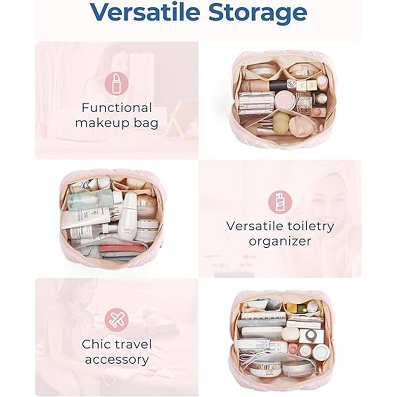 Travel Makeup Bag Fluffy padded women's nylon quilted toiletry bag Makeup Organizer Box Essentials for going out