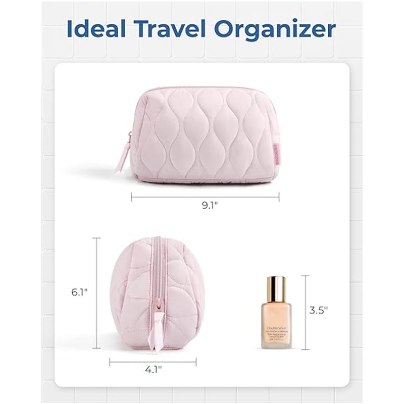 Travel Makeup Bag Fluffy padded women's nylon quilted toiletry bag Makeup Organizer Box Essentials for going out
