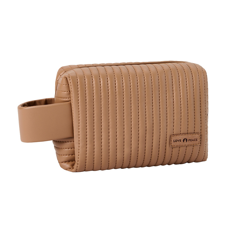 Wholesale Customize Leather Logo Cake Cosmetic Bags Fresh Color Toiletry Storage Bag Makeup Brush Lipsticks Leather Cosmetic Bag