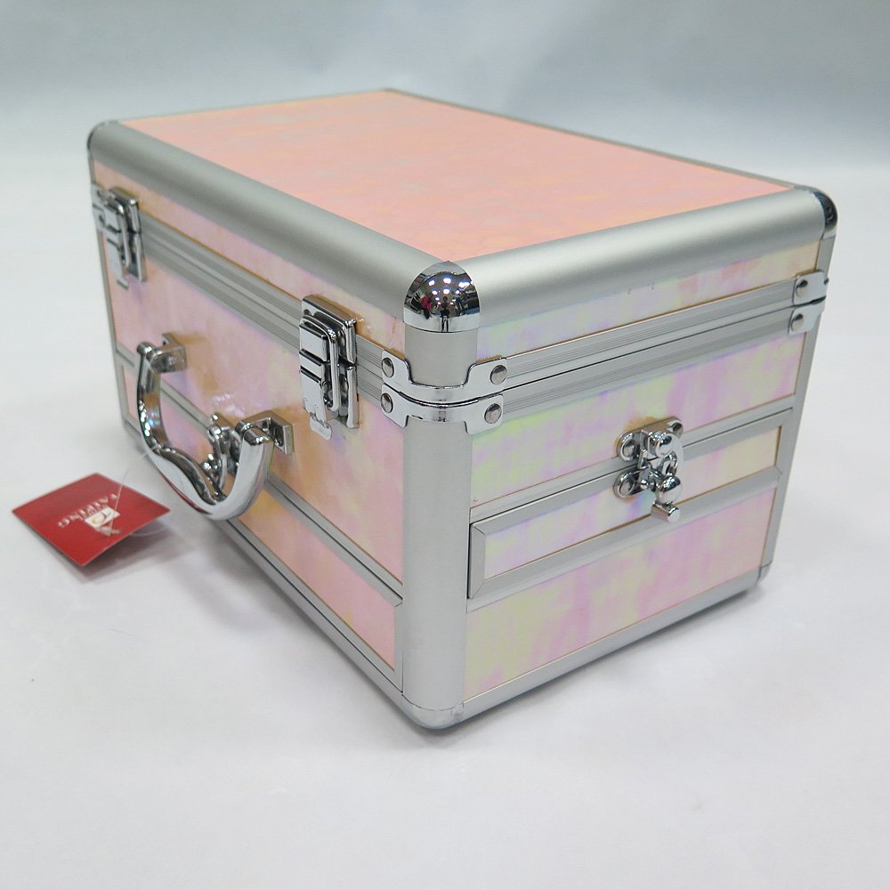 Makeup Train Cases Professional Travel Makeup Cosmetic Cases Organizer Portable Box With Drawer Lock