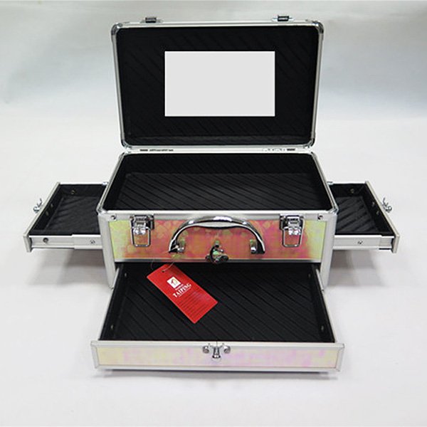 Makeup Train Cases Professional Travel Makeup Cosmetic Cases Organizer Portable Box With Drawer Lock