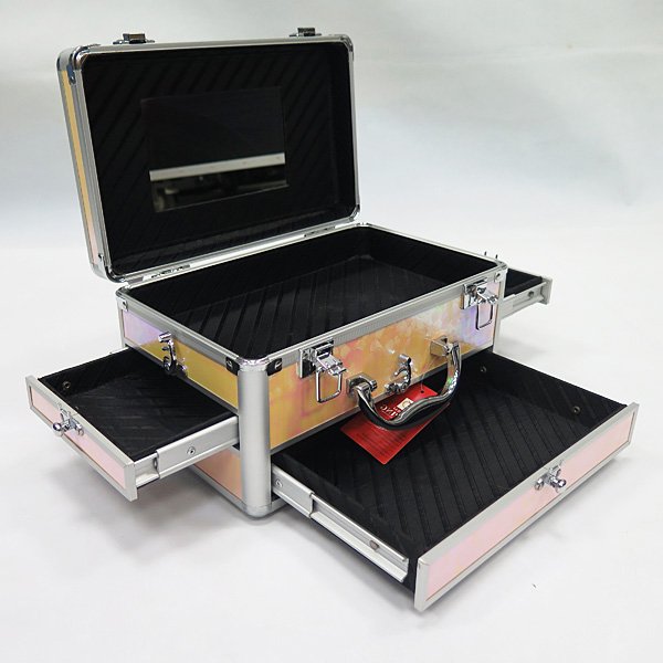 Makeup Train Cases Professional Travel Makeup Cosmetic Cases Organizer Portable Box With Drawer Lock