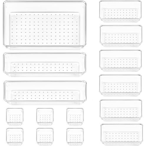 New Innovations makeup organizer storage box Clear Plastic Drawer Organization Container with Non-Slip Silicone Pads