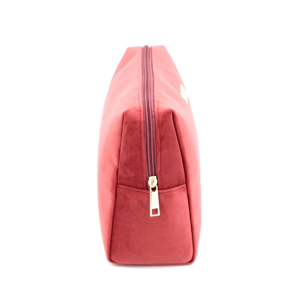 Soft Velvet Outdoor Handy Makeup Bag Women Cosmetic Pouch Toiletries Organizer Storage Cases With Metal Custom Private Logo