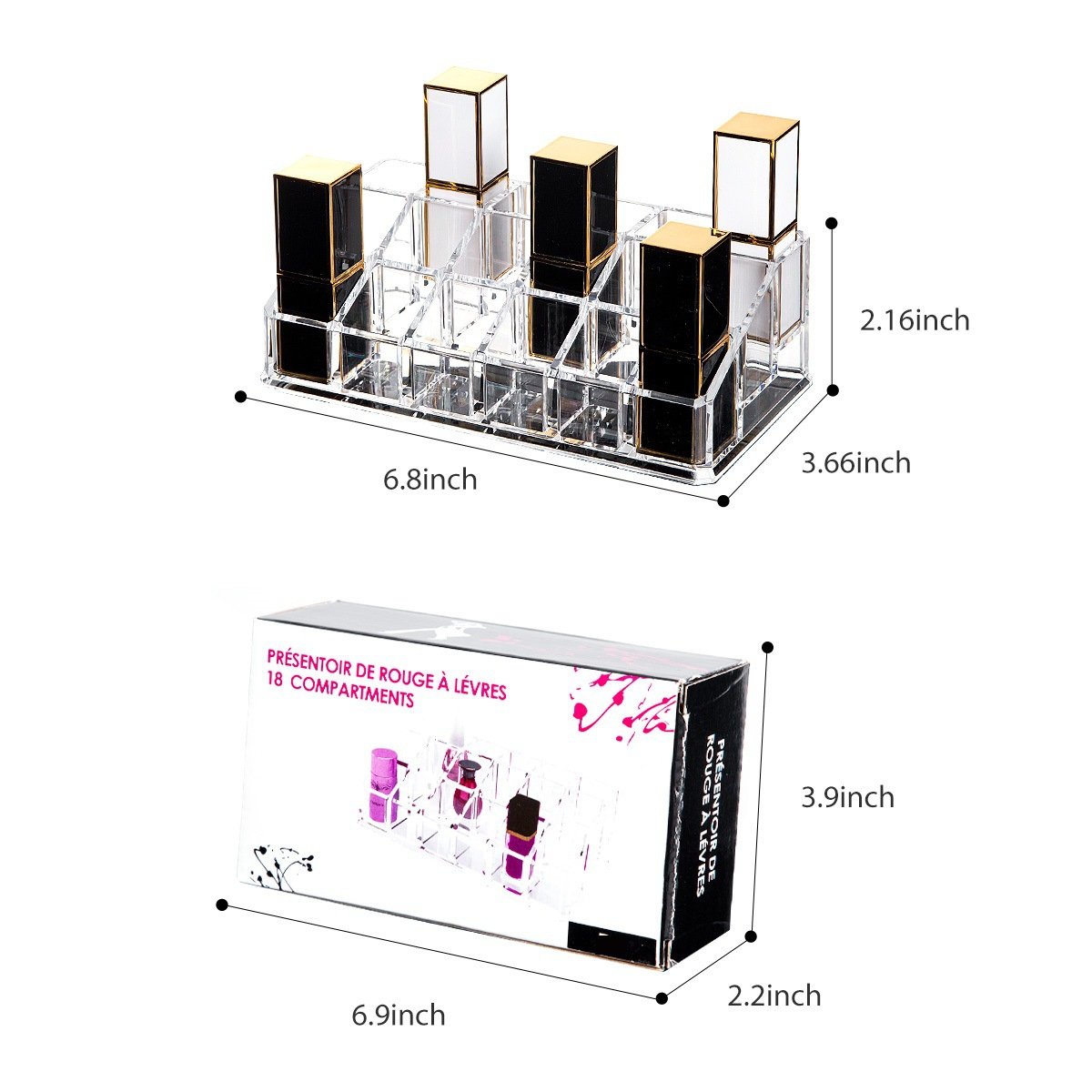 Wholesale 18 Comp Makeup Storage Lipstick Organizer Cosmetic Display Case Organizers and Storage With Factory latest