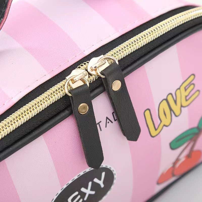 Leather Portable Women Cosmetic Bag Multifunction Travel Toiletry Storage Organize Handbag Waterproof Female Makeup Case
