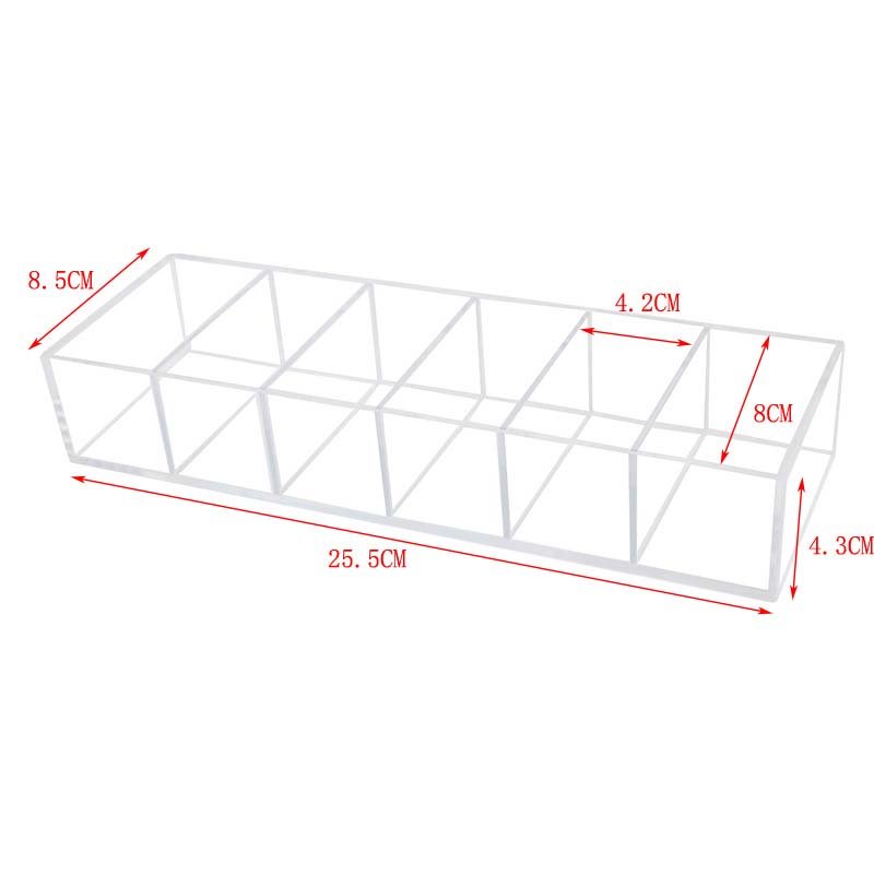 New 6 Grids Acrylic Makeup Organizer Lipstick Holder Makeup Compact Powder Holder Case Cosmetic Storage Box Eye Shadow Organizer