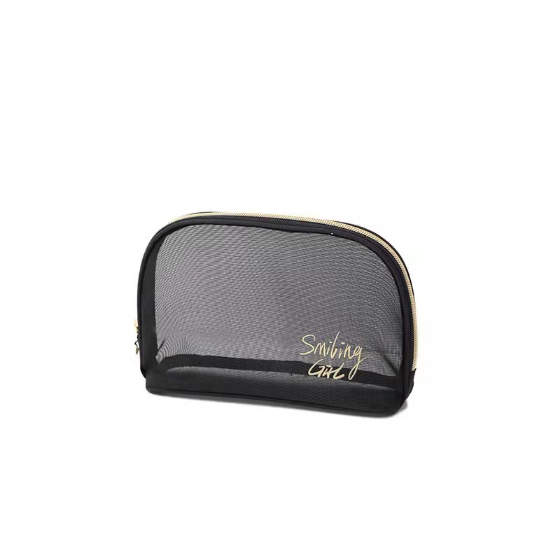 Mesh Cosmetic Bag Black Travel Mesh Zipper Makeup Kit Organizer Bag Pouch For Women