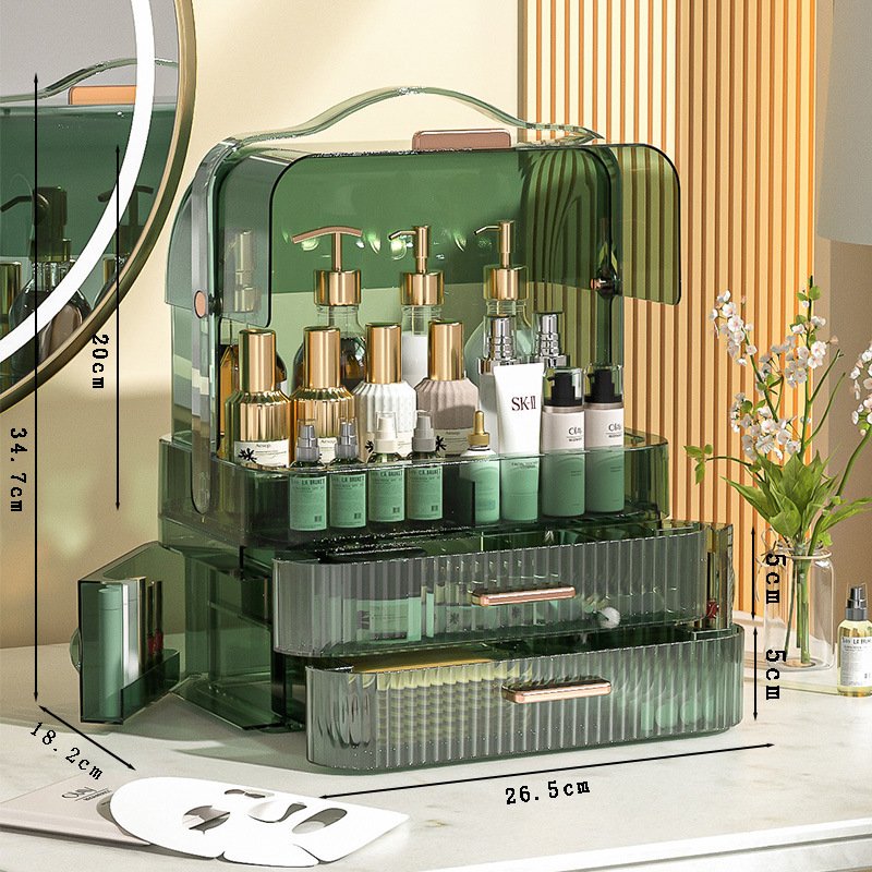 Portable Cosmetics Storage Box Skincare Products Storage Drawer Box Transparent Makeup Display Organizer