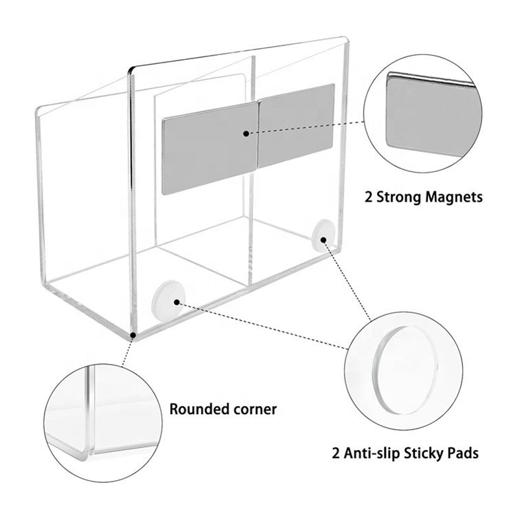 Simple Clear Acrylic Pencil Pen Holder with 2 Compartments Acrylic Desk Accessories Pencil Holder Makeup Brush holder for office