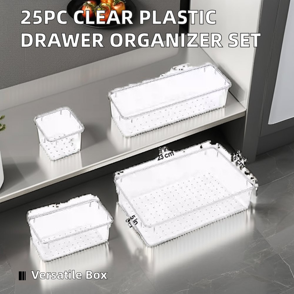 Versatile 4-Size Plastic Makeup Organizer Bathroom 37pcs Transparent Clear Plastic Drawer Refrigerator Home Clothing Box