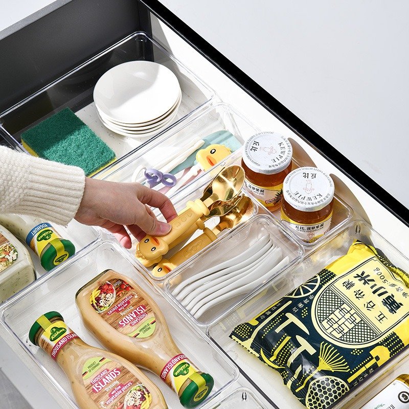 Versatile 4-Size Plastic Makeup Organizer Bathroom 37pcs Transparent Clear Plastic Drawer Refrigerator Home Clothing Box