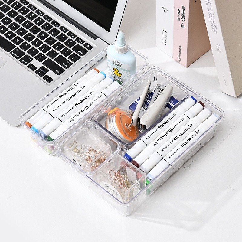 Versatile 4-Size Plastic Makeup Organizer Bathroom 37pcs Transparent Clear Plastic Drawer Refrigerator Home Clothing Box