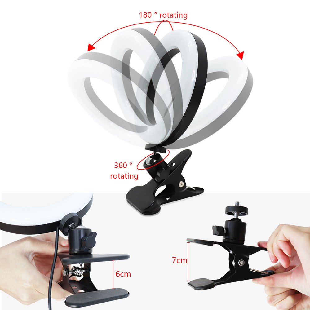 Desktop clip RGB Color Beauty LED Selfie Ring Light makeup,Led Camera Ringlight for YouTube Video Makeup Lighting