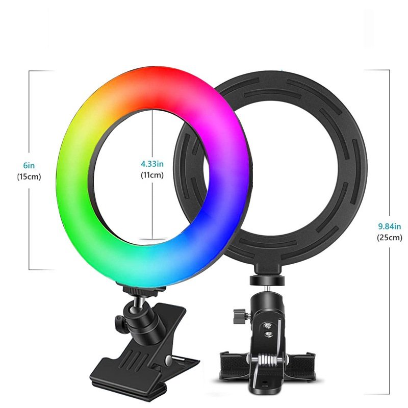 Desktop clip RGB Color Beauty LED Selfie Ring Light makeup,Led Camera Ringlight for YouTube Video Makeup Lighting