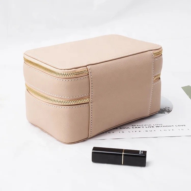Fine-looking unique multilayered cosmetic organizer bag great overarching extended makeup train case for short trip