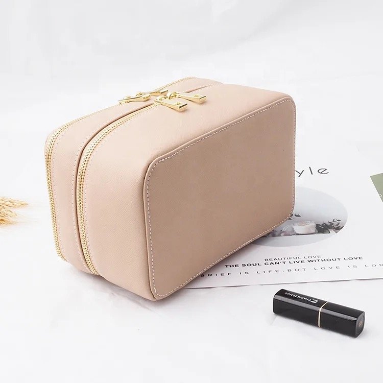 Fine-looking unique multilayered cosmetic organizer bag great overarching extended makeup train case for short trip