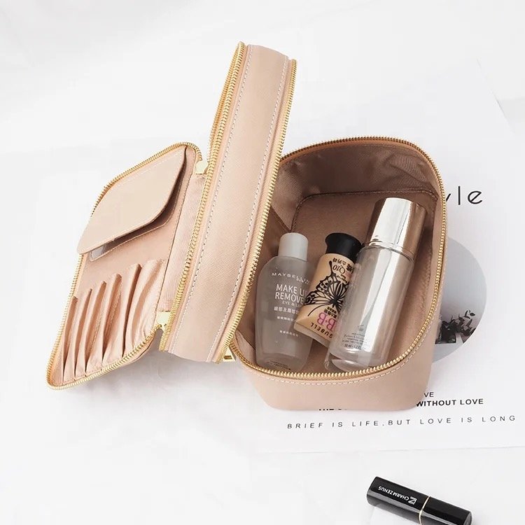 Fine-looking unique multilayered cosmetic organizer bag great overarching extended makeup train case for short trip