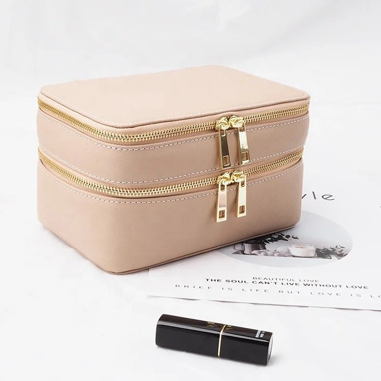 Fine-looking unique multilayered cosmetic organizer bag great overarching extended makeup train case for short trip
