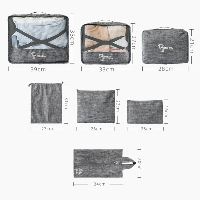 7pcs Duffle storage pouch Packing Cube Storage Bags Travel Luggage Organizer Set