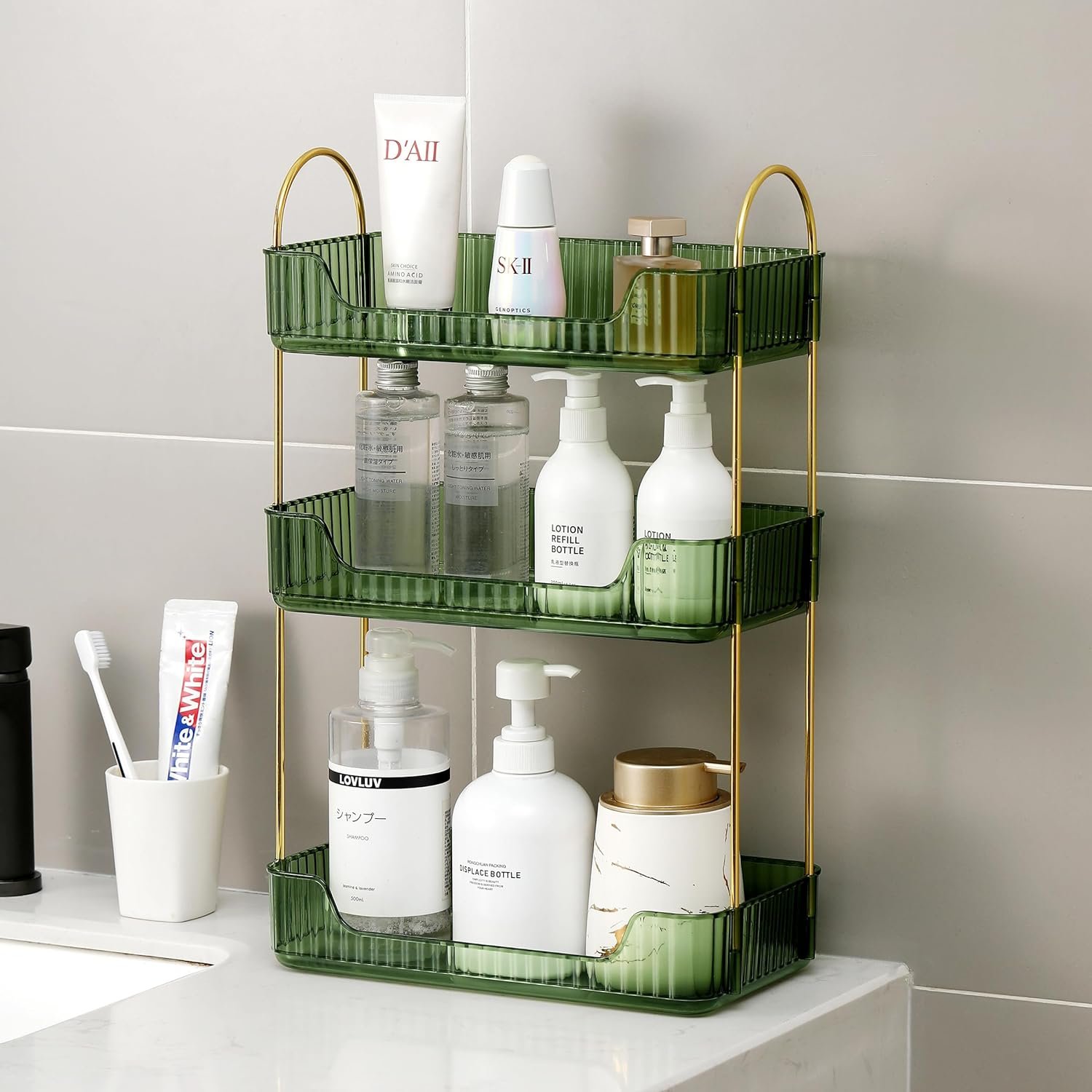 Bathroom Counter Organizer Countertop Shelf Perfume Holder for Dresser Makeup Storage Box