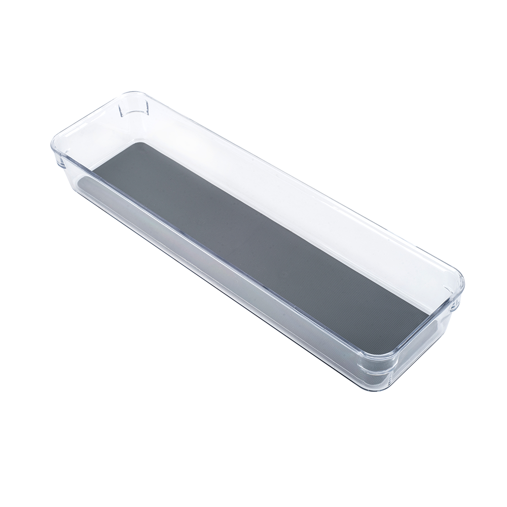 LINK LIFE Drawer Non-slip Long Drawer Bin - S,Clear Plastic Drawer Organizers for Makeup Bedroom Kitchen Gadgets Utensils Office