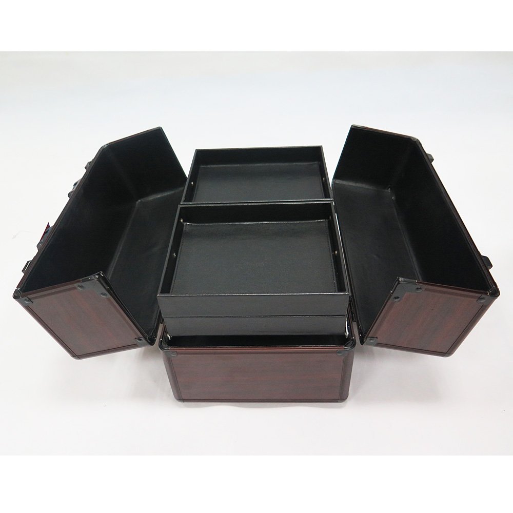 Red Large Aluminium Makeup Case Mirror Aluminum Cosmetic Organizer Makeup Train Case With Mirror