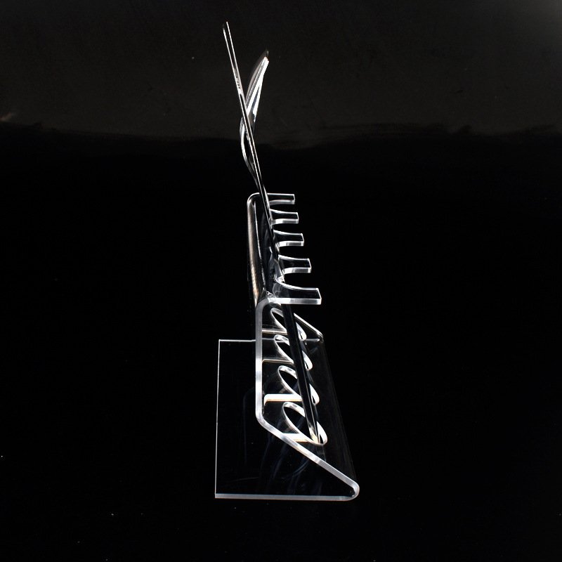 Double Tiers Transparent Acrylic Display Stand Standing Type for Cutlery and Tableware Soup Spoon Base Exhibition