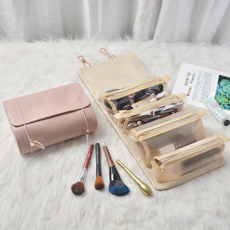 INS Fantasy Detachable Collapsible PU Leather Simple Style Four In One Portable Toiletry Makeup Organizer Cosmetic Bag