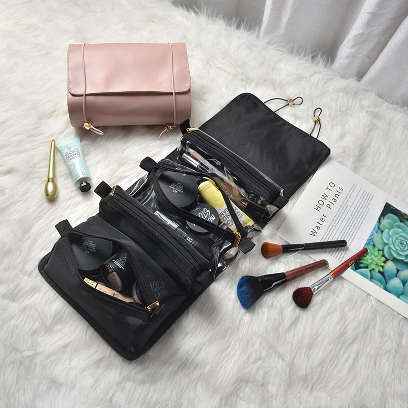 INS Fantasy Detachable Collapsible PU Leather Simple Style Four In One Portable Toiletry Makeup Organizer Cosmetic Bag