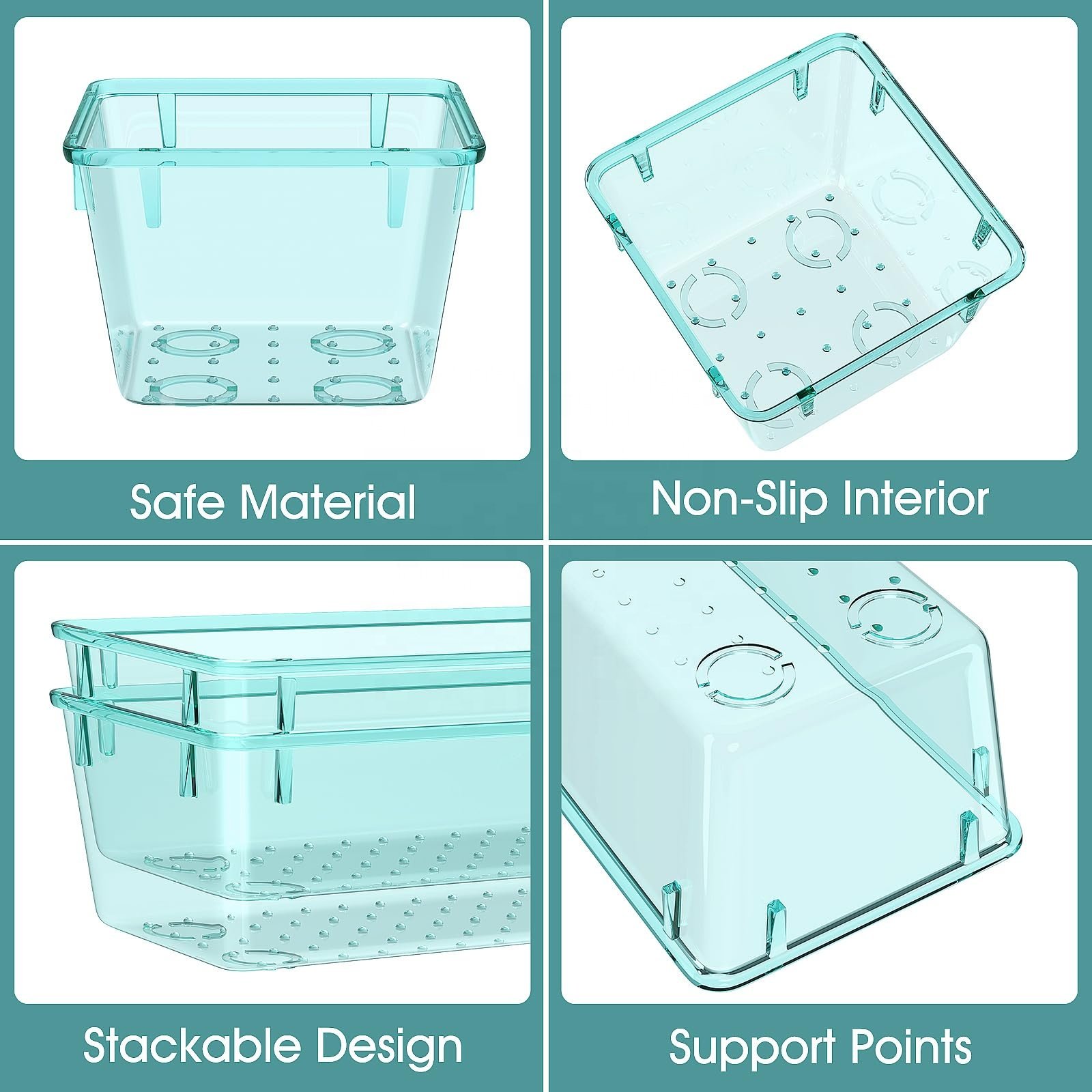 25 PCS Clear Plastic Drawer Organizer Set 4 Sizes Desk Drawer Divider Organizers