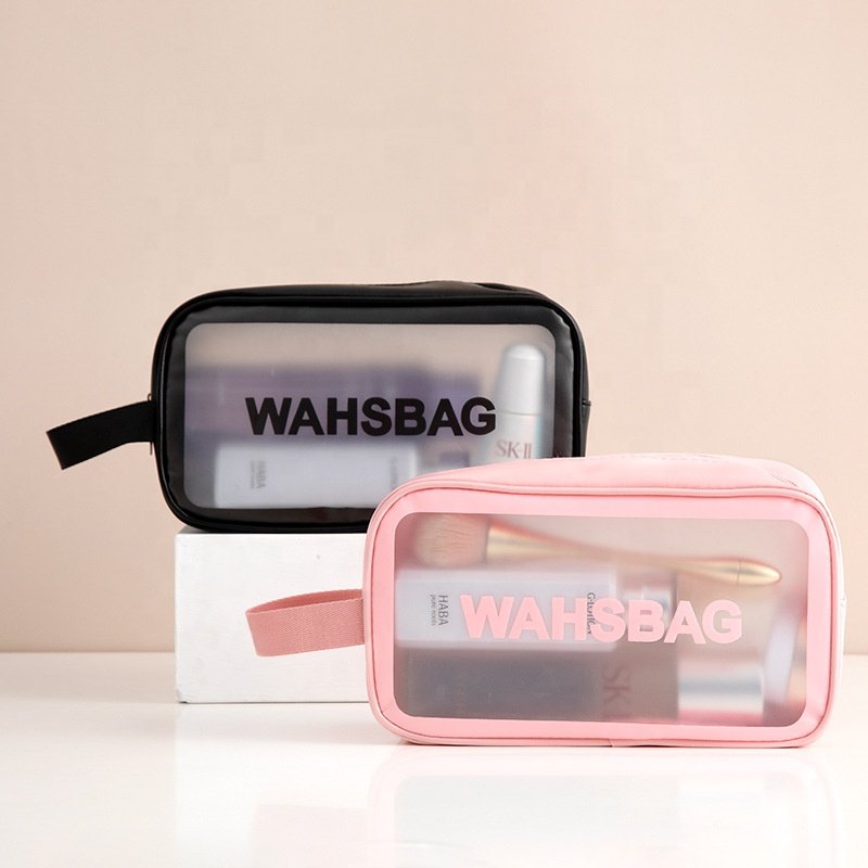 Portable Clear Makeup Bag Zipper Waterproof Cosmetics Bag Transparent Travel Storage Carry Pouch