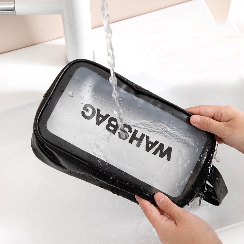 Portable Clear Makeup Bag Zipper Waterproof Cosmetics Bag Transparent Travel Storage Carry Pouch