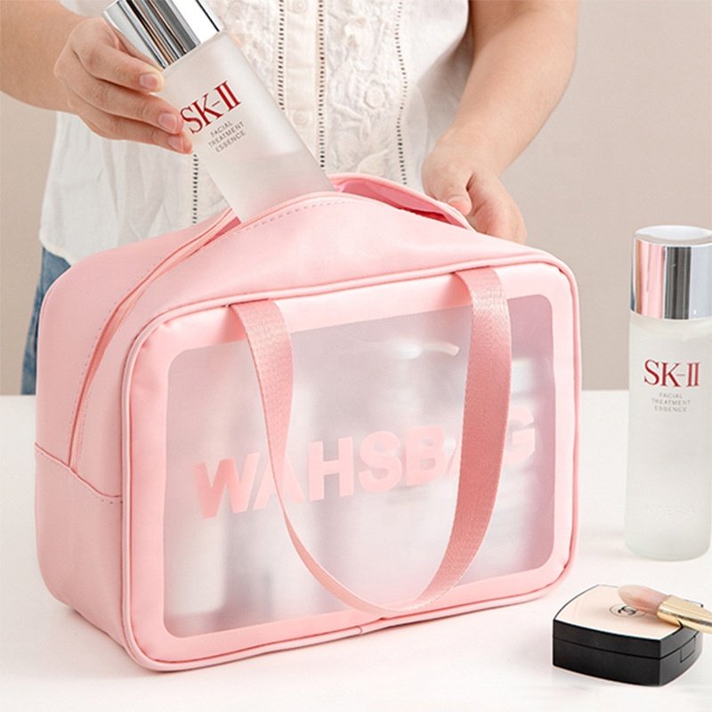 Portable Clear Makeup Bag Zipper Waterproof Cosmetics Bag Transparent Travel Storage Carry Pouch