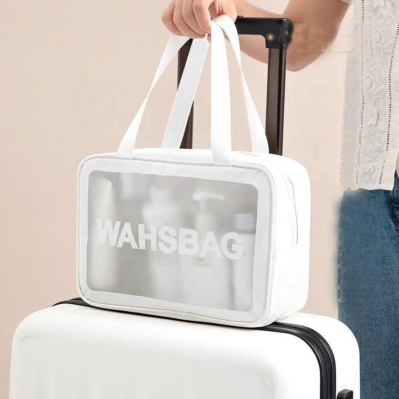 Portable Clear Makeup Bag Zipper Waterproof Cosmetics Bag Transparent Travel Storage Carry Pouch