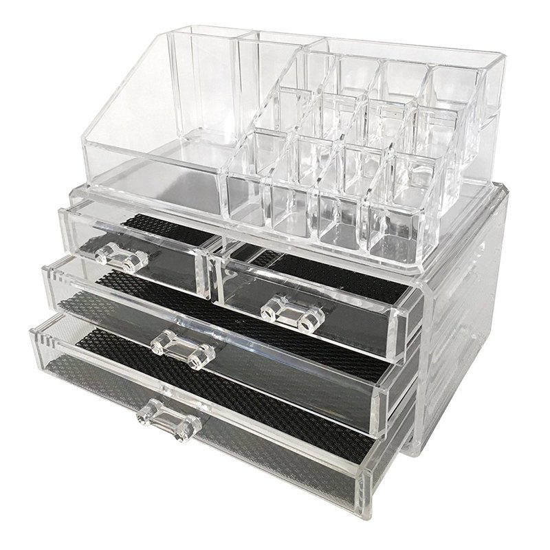 Transparent Acrylic Makeup Organizer Desktop Lipstick Holder Skincare Product Dresser Organizer Jewelry Cosmetic Storage Box