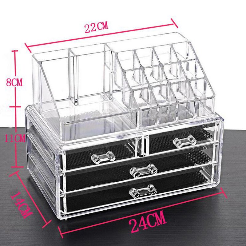 Transparent Acrylic Makeup Organizer Desktop Lipstick Holder Skincare Product Dresser Organizer Jewelry Cosmetic Storage Box
