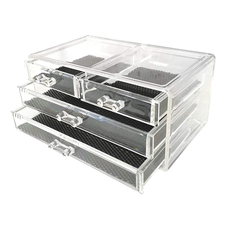 Transparent Acrylic Makeup Organizer Desktop Lipstick Holder Skincare Product Dresser Organizer Jewelry Cosmetic Storage Box