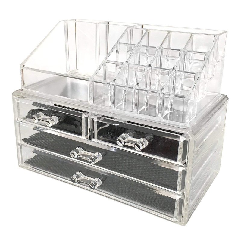 Transparent Acrylic Makeup Organizer Desktop Lipstick Holder Skincare Product Dresser Organizer Jewelry Cosmetic Storage Box