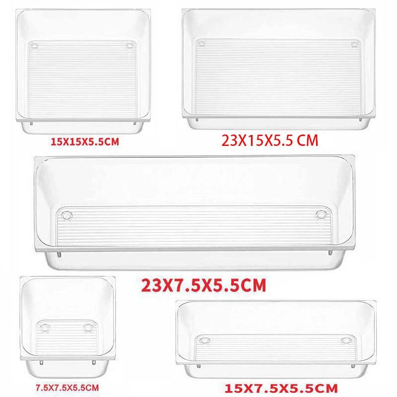 Factory Low Moq 1pcs Kitchen Storage Utensils Stackable Clear Plastic Drawer Organizers Tray