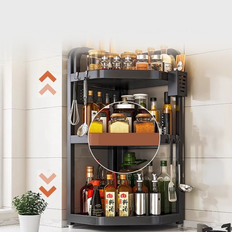 Kitchen Triangle Shelf Countertop Three Tier Spice Rack Space Saving Corner Organizer