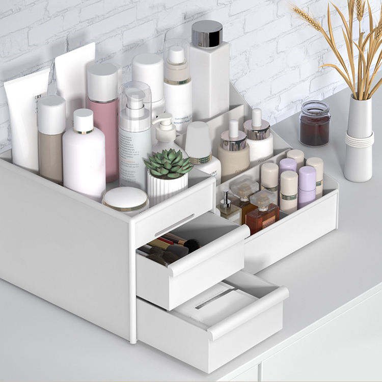 Portable Plastic Compartment Cosmetic Storage Basket Makeup Cosmetic Storage Box Organizer