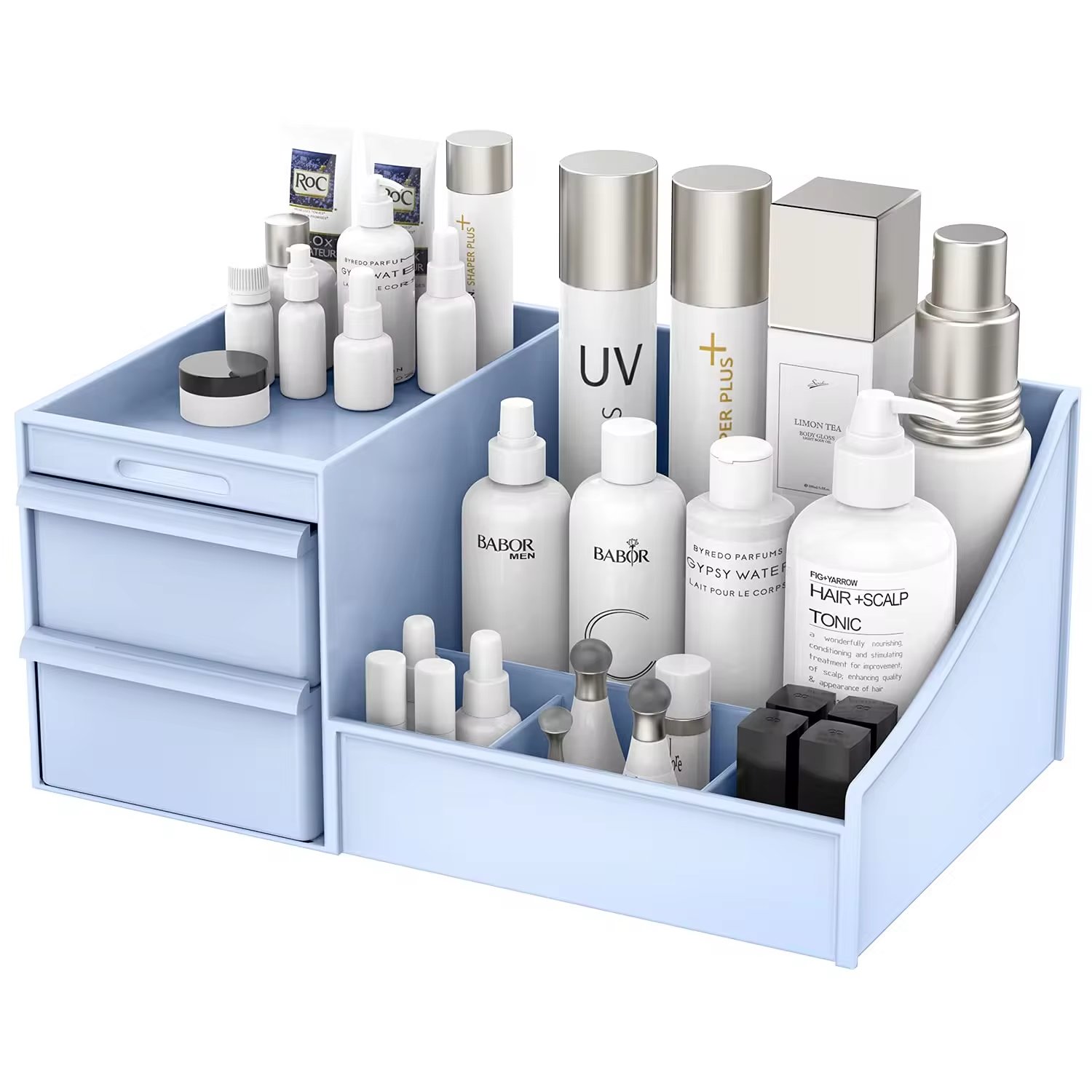 Portable Plastic Compartment Cosmetic Storage Basket Makeup Cosmetic Storage Box Organizer