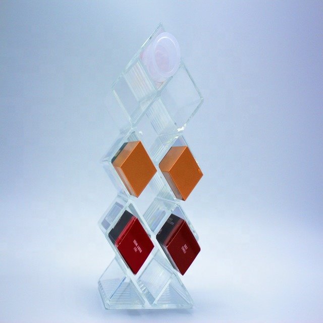 Slanted 3 Tiers Acrylic Lip Balm Display Holder Slant Back Clear Lip Gloss Display Stand Clear Angled Cosmetic Lipstick Rack