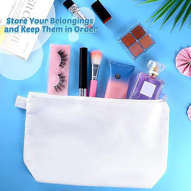 High Quality Personalized Women's Cosmetic Pouch Bag Recycled Cotton Canvas Cosmetic Makeup Bag With Custom Printing Logo