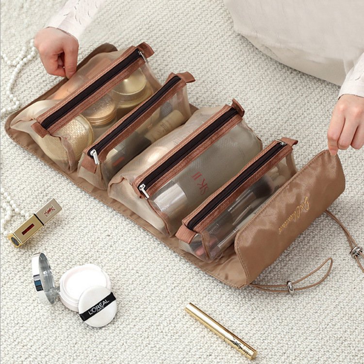 Hanging Roll-up Makeup Bag Zipper Pouch Toiletry Kit Travel Organizer Make up Cosmetics Bag