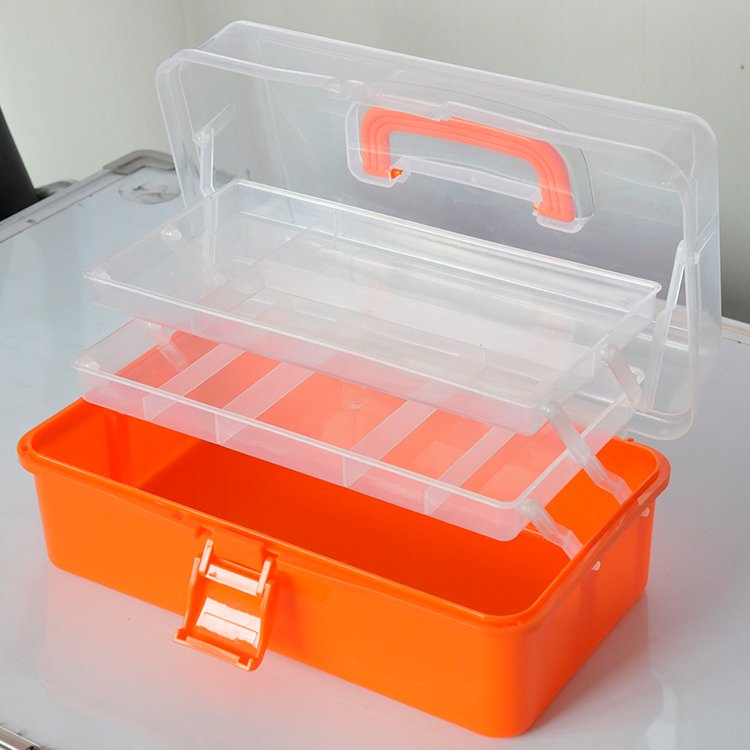 3-Layers Multifunctional Plastic Sewing Organizing Box with Handle, for Medicine, Art Supply, Makeup, Nail, Hair Accessories