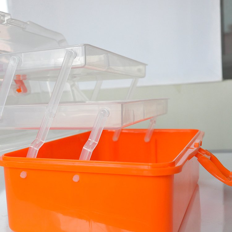 3-Layers Multifunctional Plastic Sewing Organizing Box with Handle, for Medicine, Art Supply, Makeup, Nail, Hair Accessories